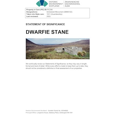 Front cover of Dwarfie Stane Statement of Significance