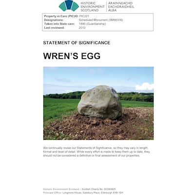 Front cover Wren's Egg - Statement of Significance.