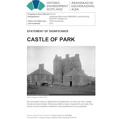 Front cover of Castle of Park Statement of Significance