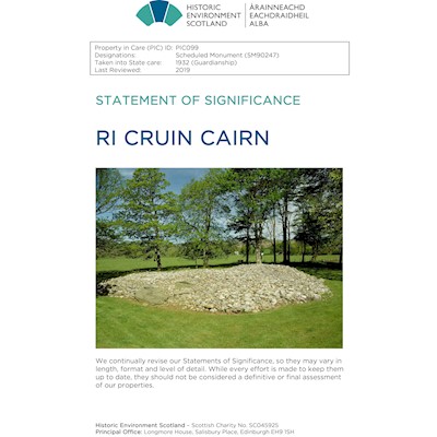 Front cover of Ri Cruin Cairn Statement of Significance