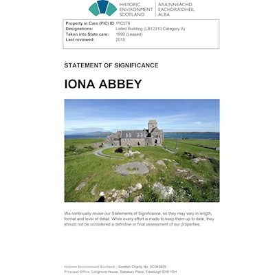 Front cover of Iona Abbey Statement of Significance