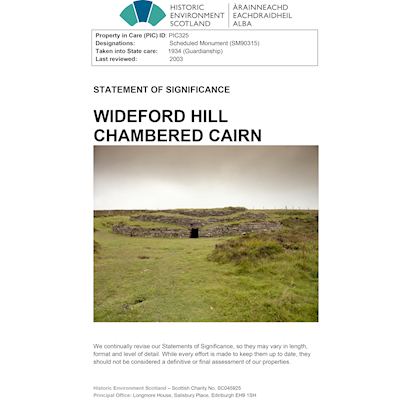 Front cover Wideford Hill Chambered Cairn - Statement of Significance.