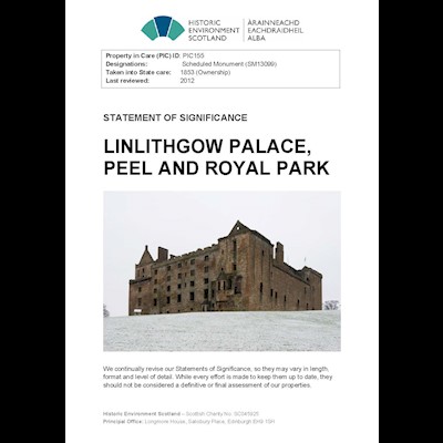 Front cover of Linlithgow Palace, Peel and Royal Park Statement of Significance