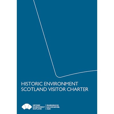 Blue cover page for Historic Environment Scotland visitor charter