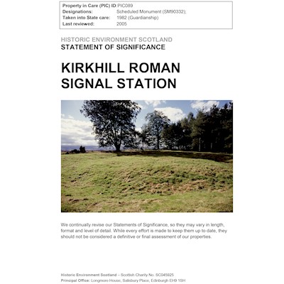 Front cover of Kirkhill Roman Signal Station Statement of Significance