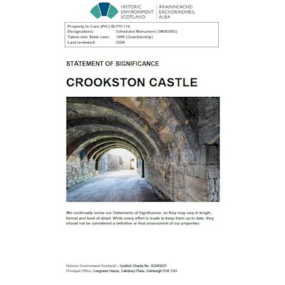 Front cover of Crookston Castle Statement of Significance