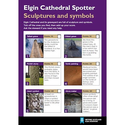 cover of Elgin Cathedral Graveyard Sculptures and Symbols Spotter Hunt