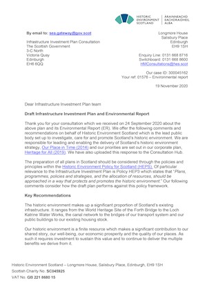 First page of our response to the Infrastructure Investment Plan consultation
