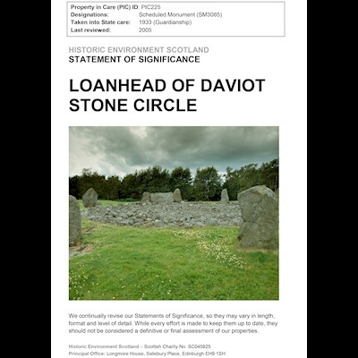 Front cover of Loanhead of Daviot Stone Circle Statement of Significance 